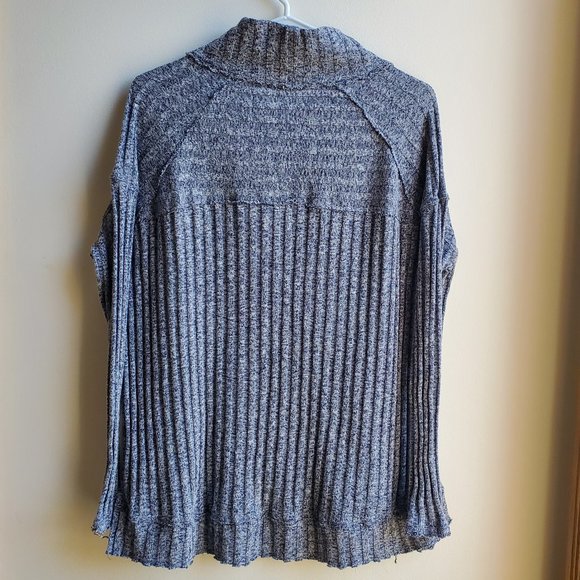 FREE PEOPLE Blue Ribbed Ruffled Sweater - Picture 16 of 16
